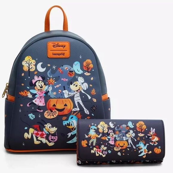 NWT Loungefly Disney Halloween Costumes Mini Backpack and wallet set - Picture 2 of 14
